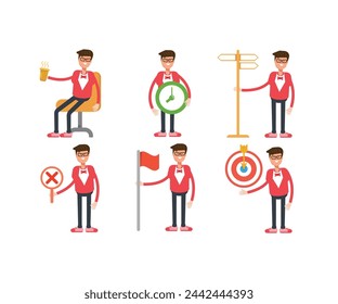 male characters in different poses vector illustration