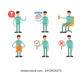 personajes masculinos en diferentes poses conjunto de Vector
