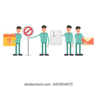 male characters in different poses vector set