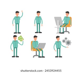 male characters in different poses vector set