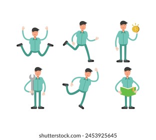 male characters in different poses vector set