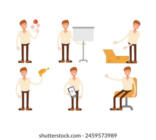 personajes masculinos en varias poses Ilustración vectorial
