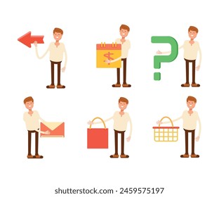 personajes masculinos en varias poses Ilustración vectorial