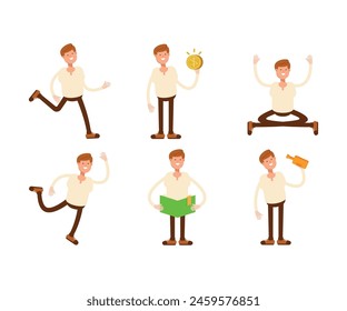 male characters in various poses vector illustration