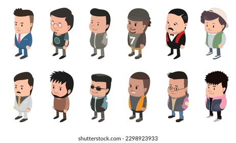 Male characters of various styles. vector illustration.