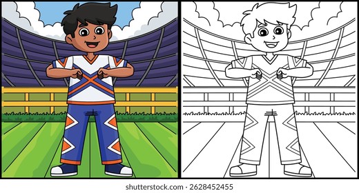 Male Cheerleader Broken T Position Illustration 