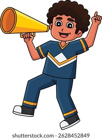 Male Cheerleader Cheering Cartoon Colored Clipart 
