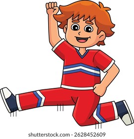 Male Cheerleader Herkie Jump Cartoon Clipart 