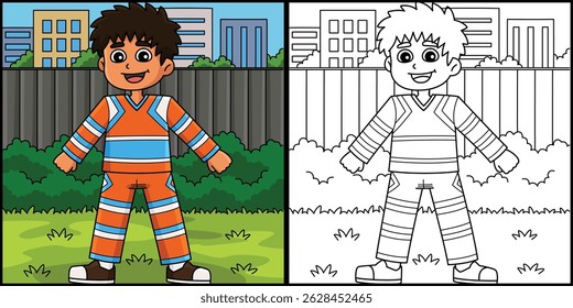 Male Cheerleader with Low V Motion Illustration 