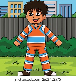 Male Cheerleader with Low V Motion Colored Cartoon
