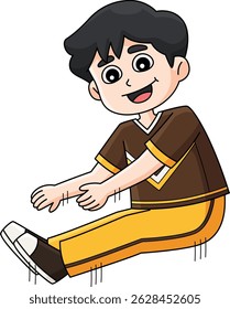 Male Cheerleader Pike Jump Cartoon Colored Clipart