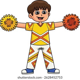 Male Cheerleader T Position Cartoon Clipart 