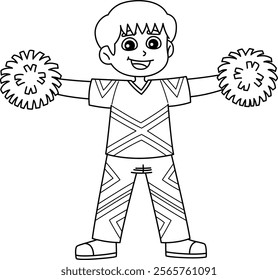 Male Cheerleader T Position Isolated Coloring Page