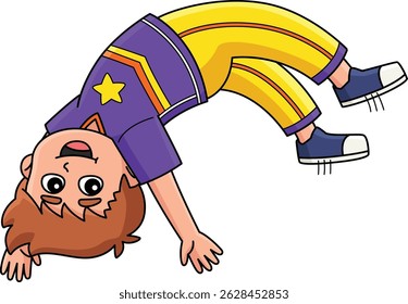 Male Cheerleader Tumbling Cartoon Colored Clipart 