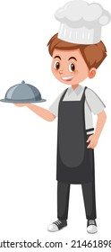 Male chef in black apron illustration