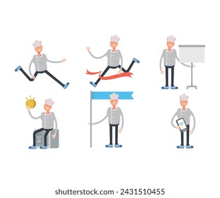 male chef characters set vector illustration