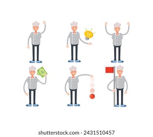 männliche Koch-Zeichen Satz Vektor-Illustration