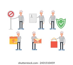 conjunto de personajes de chef masculino ilustración vectorial