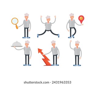 conjunto de personajes de chef masculino ilustración vectorial