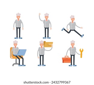 male chef characters set vector illustration