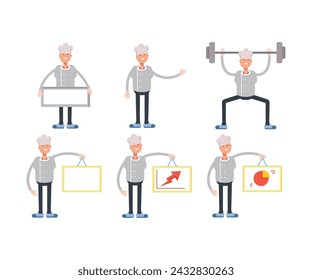 male chef characters set vector illustration