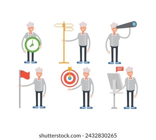 conjunto de personajes de chef masculino ilustración vectorial