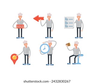 conjunto de personajes de chef masculino ilustración vectorial