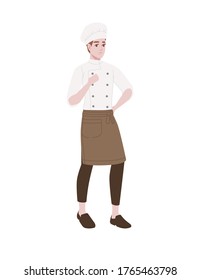 Male chef cook or professional bakery cartoon character design flat vector illustration isolated on white background