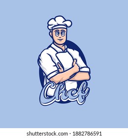
Male chef design illustration logo with chef text