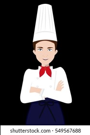 Male chef with folded hands.vector illustrator                              