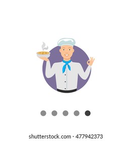 Male chef holding bowl with soup