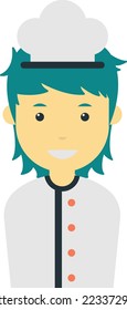 male chef illustration in minimal style isolated on background