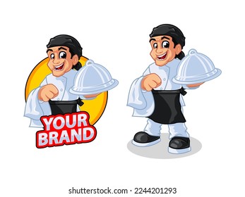 Male Chef Mascot Logo With Black Hat