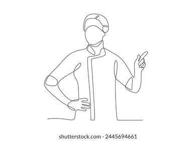 Male chef preparing to make food.Business small one-line drawing