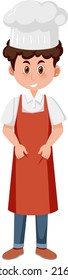 Male chef in red apron illustration