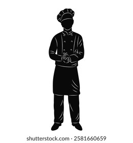 Male chef silhouette on white background vector