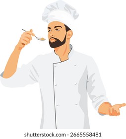 Chef masculino con cuchara sin Vector de fondo