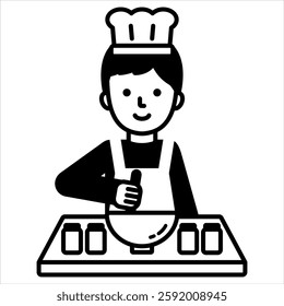Male Chef Stirring Whisk Icon