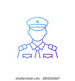 Male chief officer gradient linear vector icon. Controlling crew. Cruise travel for visitors. Thin line color symbols. Modern style pictogram. Vector isolated outline drawing