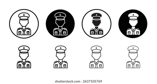 Male chief officer icon Black line art vector logo set