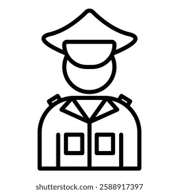 Male chief officer icon Outline vector symbol sign