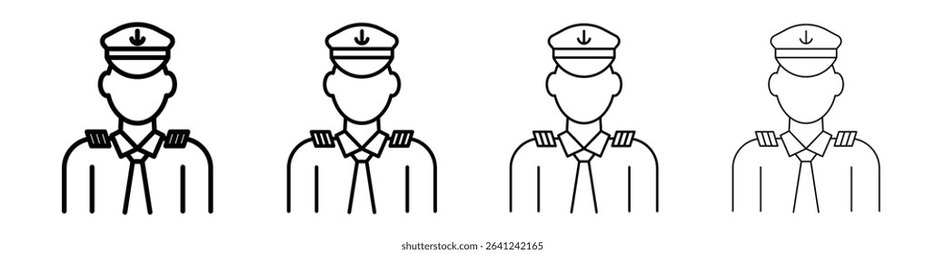 Male chief officer icon Outline sign symbol set