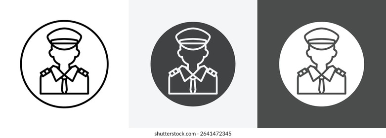 Male chief officer icon set vector art