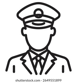 Símbolo isolado do vetor do ícone do oficial-chefe masculino