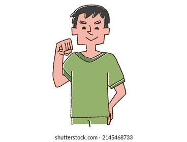 Male chiropractor, comical handwritten person, vector, line drawing and color