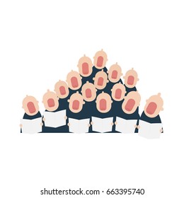 Male Chorus In Action. Vector Illustration Isolated On White Background