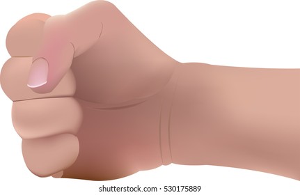 Male clenched fist, isolated on a white background Man hand with a fist. Alpha