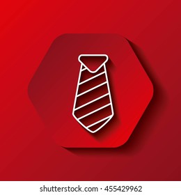 Male Cloth concept represented by white necktie icon. Colorfull and flat illustration. Hexagon shape