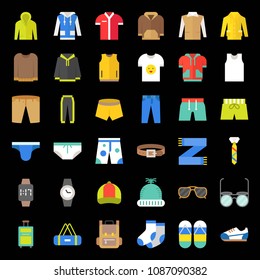 Male clothes and accessories flat icon set 2