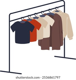Male Clothes On Hanging Vector Illustration
